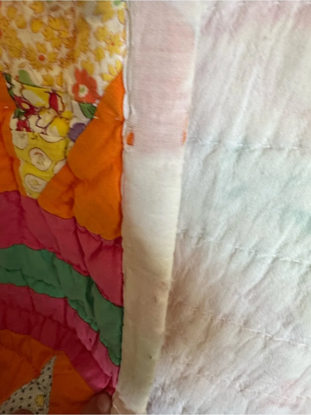 Bright Orange & Pink Patchwork Star Quilt - Classic Handmade Bedding